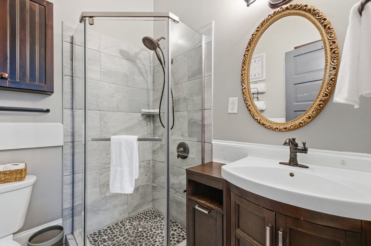 Bathroom with glass shower
