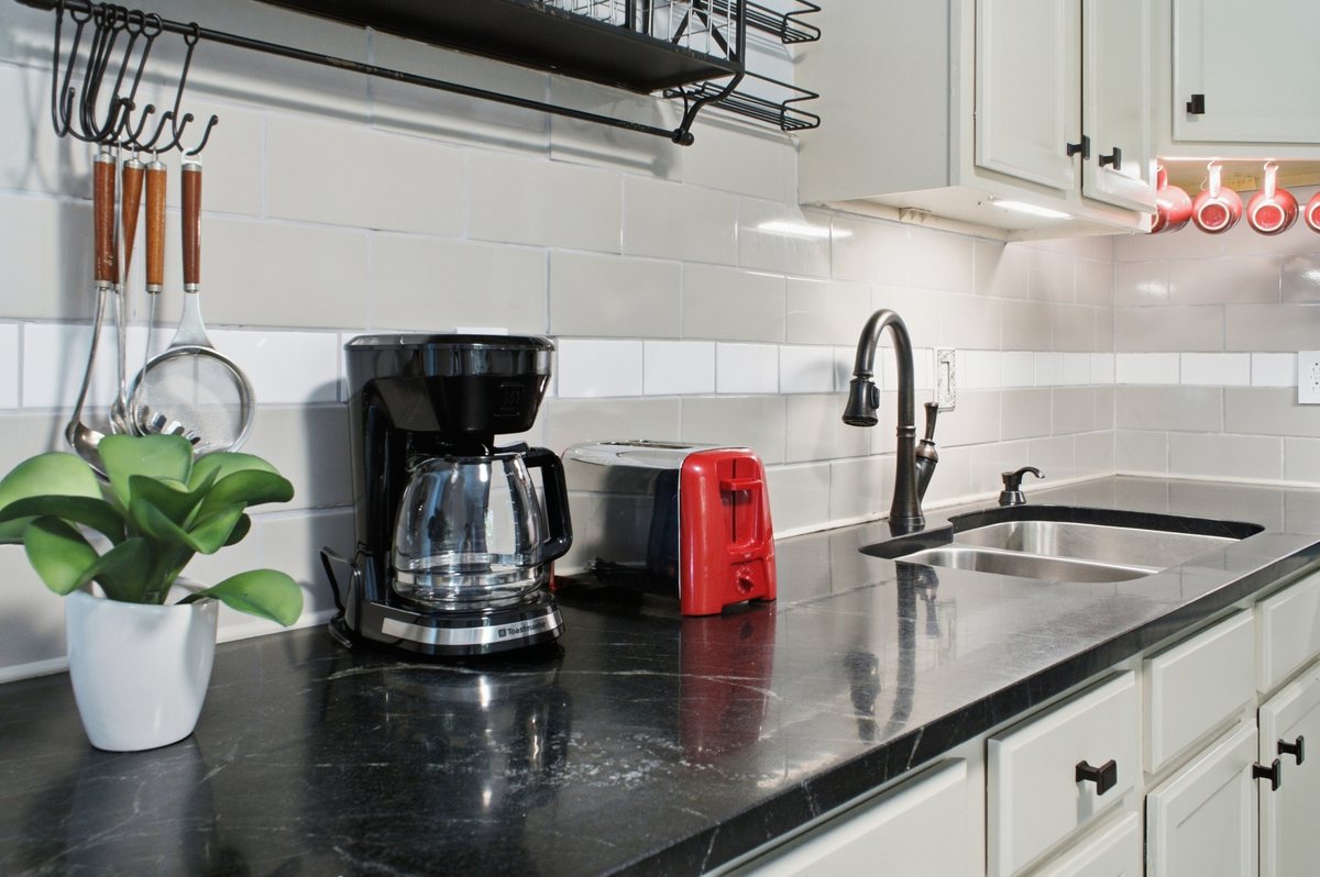Coffee station and kitchen essentials