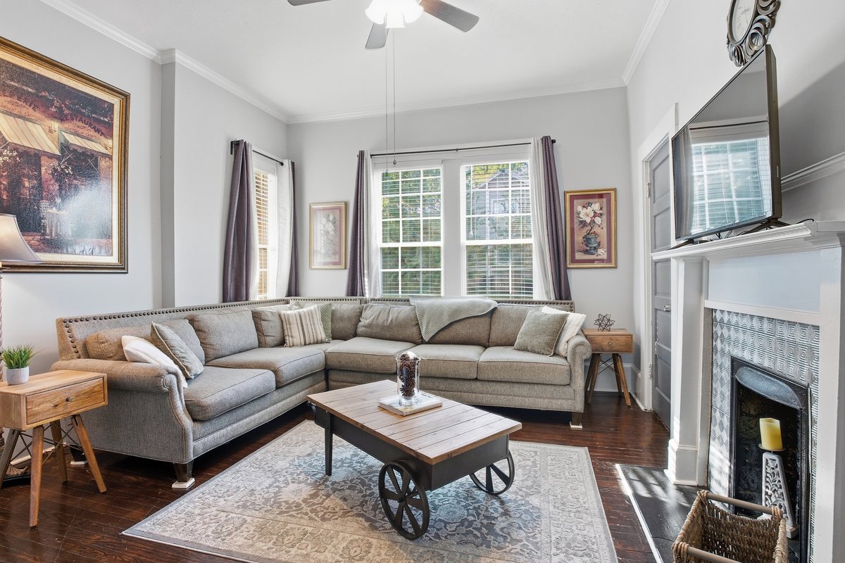 Living room with sectional seating
