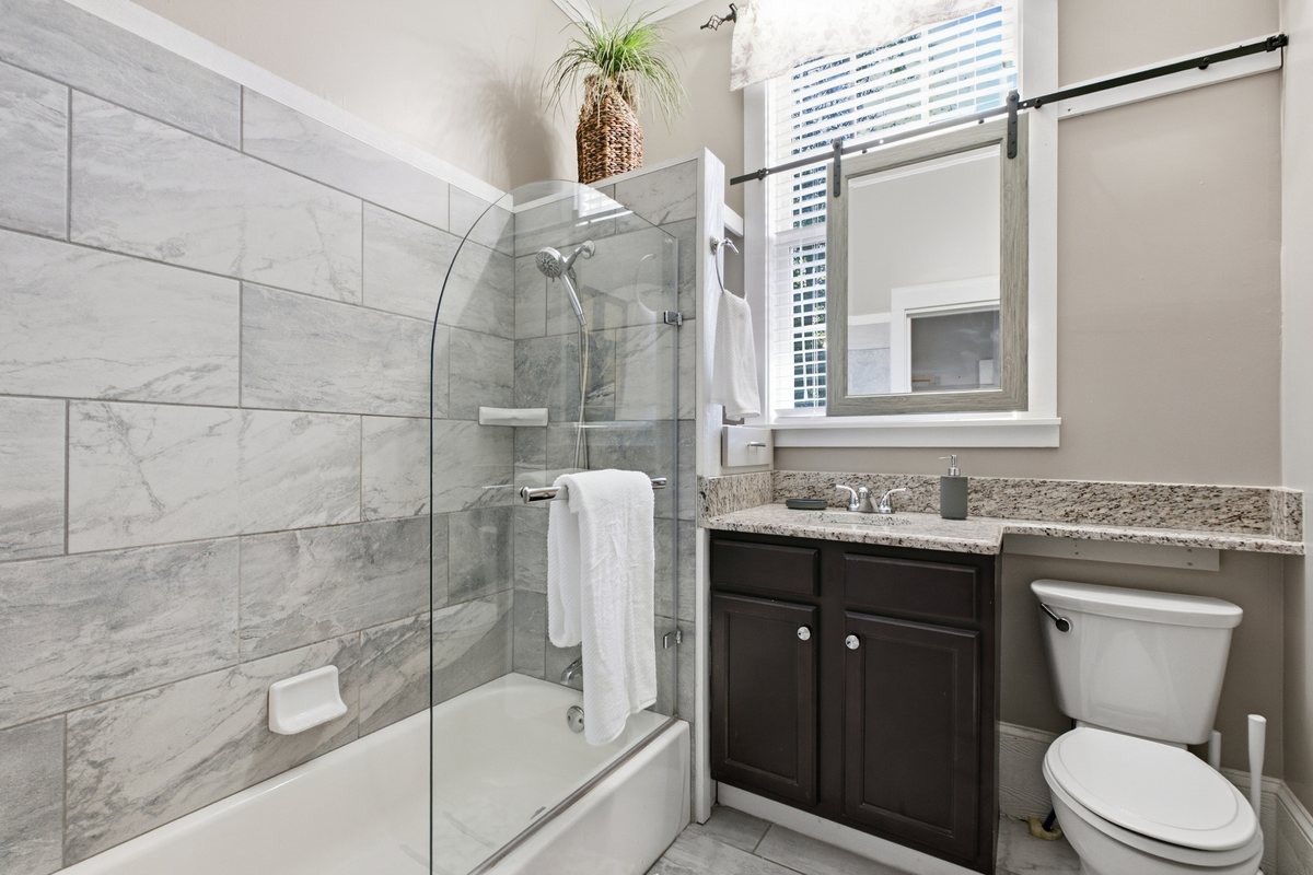 Bathroom with glass shower