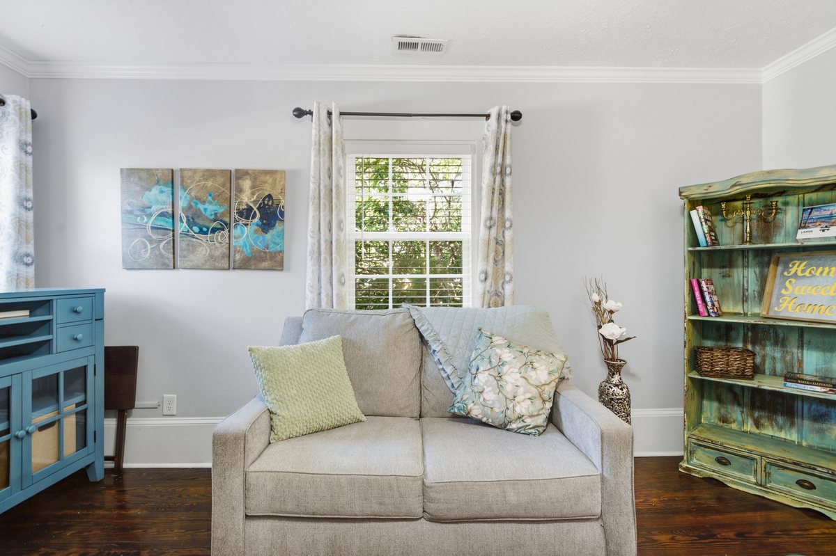 Loveseat within the bedroom